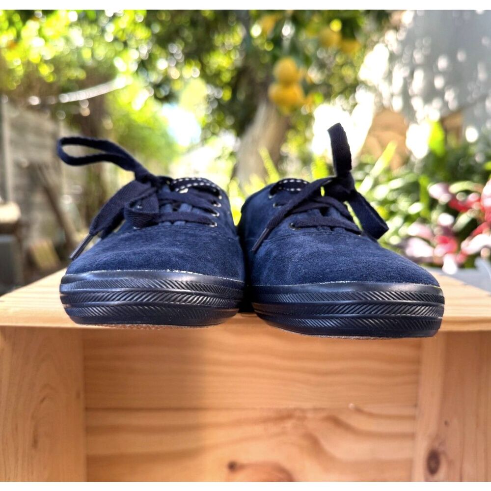 NWOT Keds x Staud Champion Royal Navy 100% Suede Leather Low Sneakers Size 7.5 - Picture 4 of 11